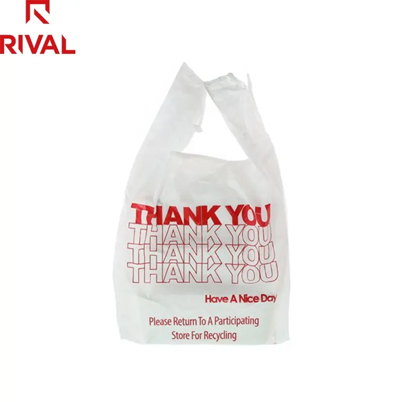 生分解性スーパーマーケットありがとうベストTシャツショッピングプラスチックベストバッグ