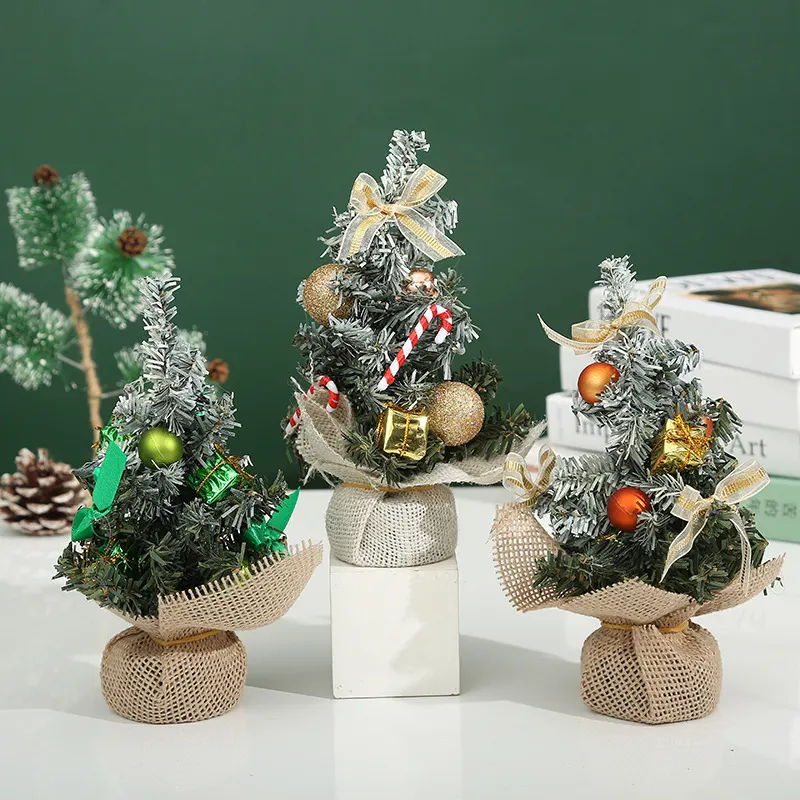 New Arrival 8 Inch Home Decoration Mini Table Plastic Christmas Trees Desktop Ornaments For Xmas