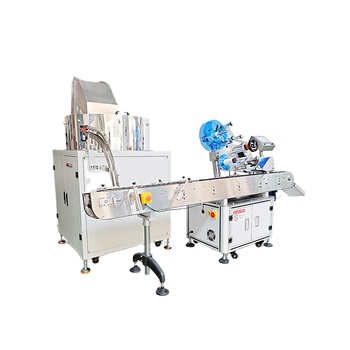 Customized automatic elevator feed centrifuge separator horizontal plastic bottle glass bottle round labeling machine