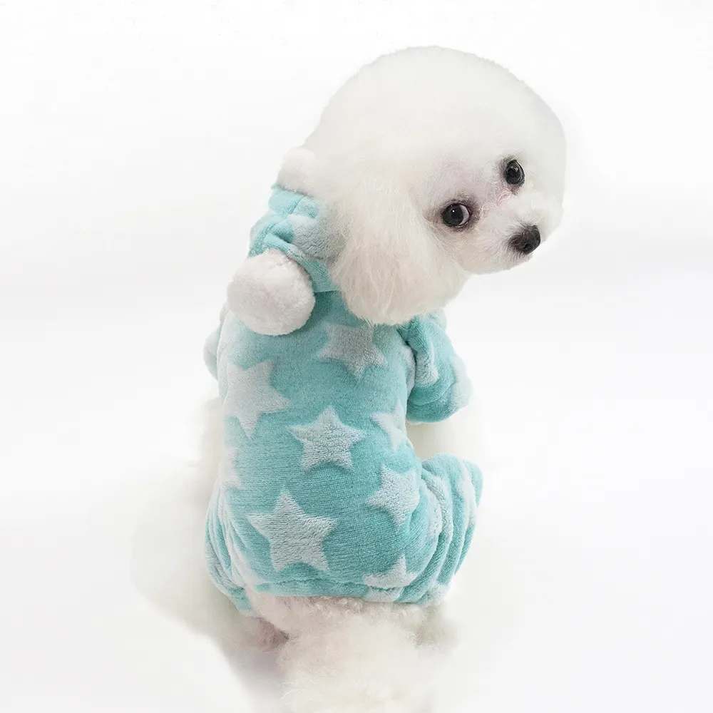 Pijama de invierno para perros y gatos, ropa de lana con estampado de estrellas, monos cálidos, abrigo para perros y gatos pequeños, suministros para mascotas