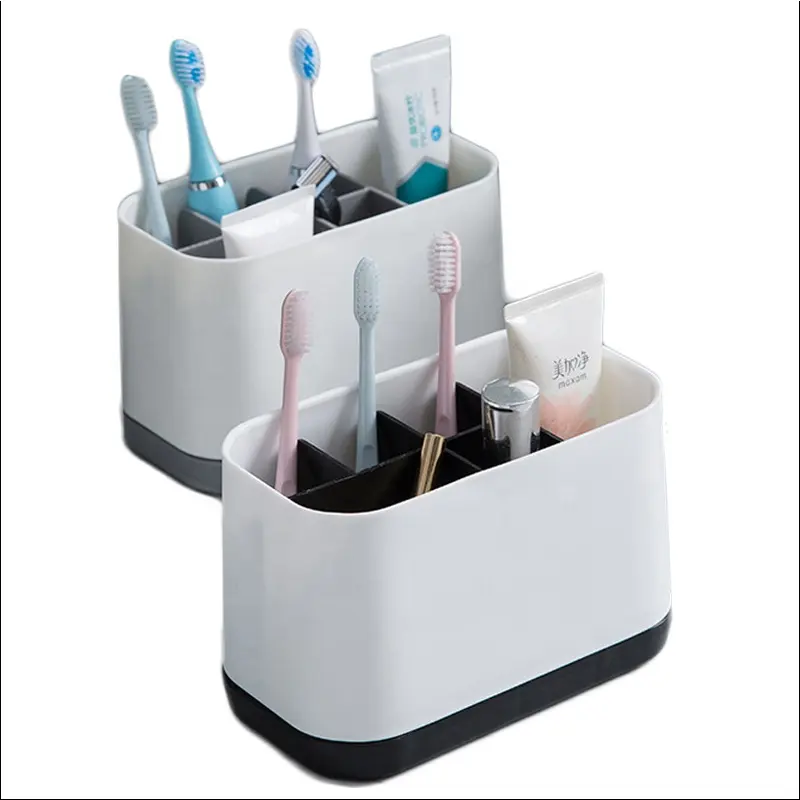 Supporto per porta dentifricio da bagno in plastica con Dispenser per spazzolino da denti con 5 slot multifunzionali per Organizer porta spazzolino da denti