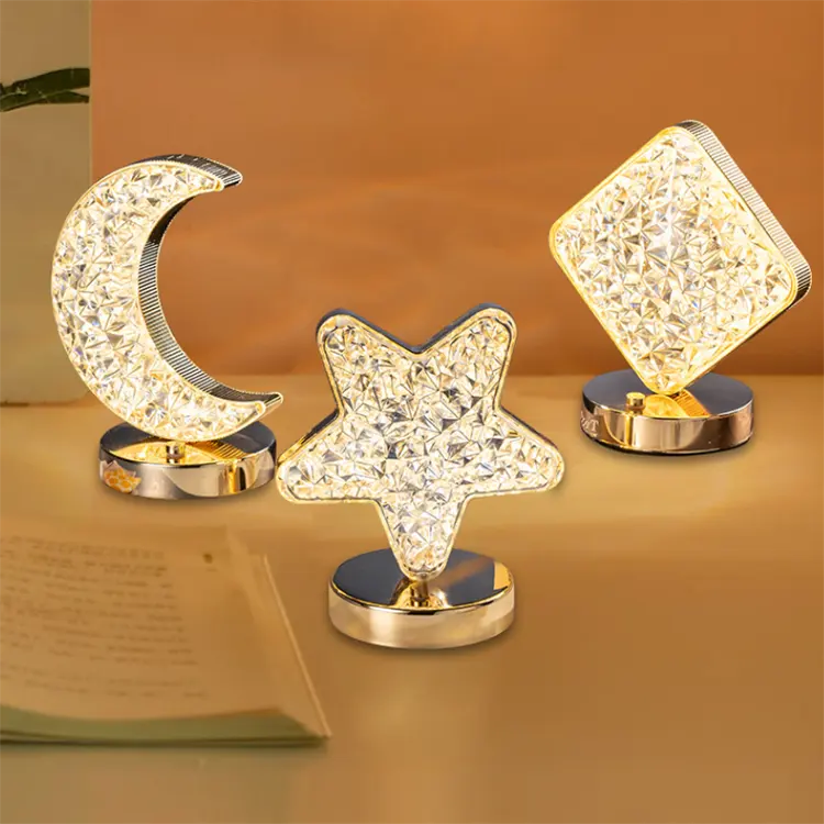 Cristallo nordico semplice moda soggiorno camera da letto decorazione per la casa lampada da tavolo di cristallo con stella luna fiore disegni diversi