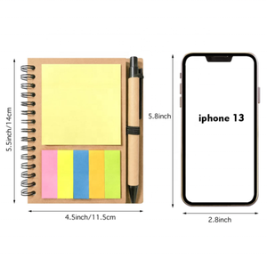 Bloc de notas personalizado con logotipo A5 A6, Mini cuaderno pequeño promocional, cuaderno ecológico de notas recicladas, Bloc de notas con bolígrafo y notas adhesivas - Product Image 3