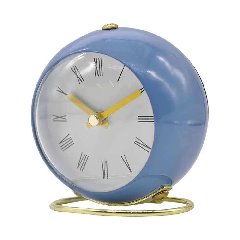 Double cloche Mini horloge de bureau en métal promotionnelle Réveil analogique vintage à quartz avec base en métal pour enfants