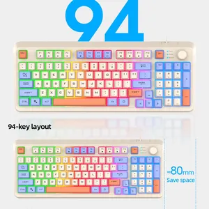 คีย์บอร์ดสำหรับเล่นเกม K82ไฟ RGB สองโหมด BT 2.4G คีย์บอร์ดพอร์ต USB คีย์บอร์ดเรืองแสง94ปุ่มแบบมีสายสำหรับโน้ตบุ๊คแล็ปท็อปเดสก์ท็อป - Product Image 2