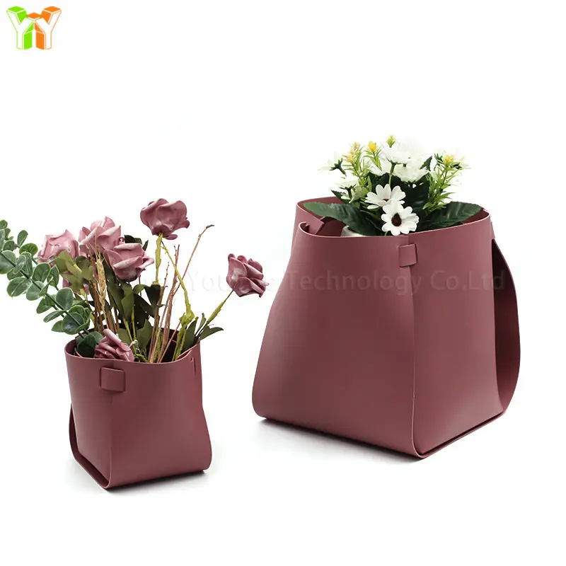 Vaso de plantas de couro falso personalizado, vaso envoltório para jardim, vaso de flores, pote, área interna, moderno, capa de vaso de plantas
