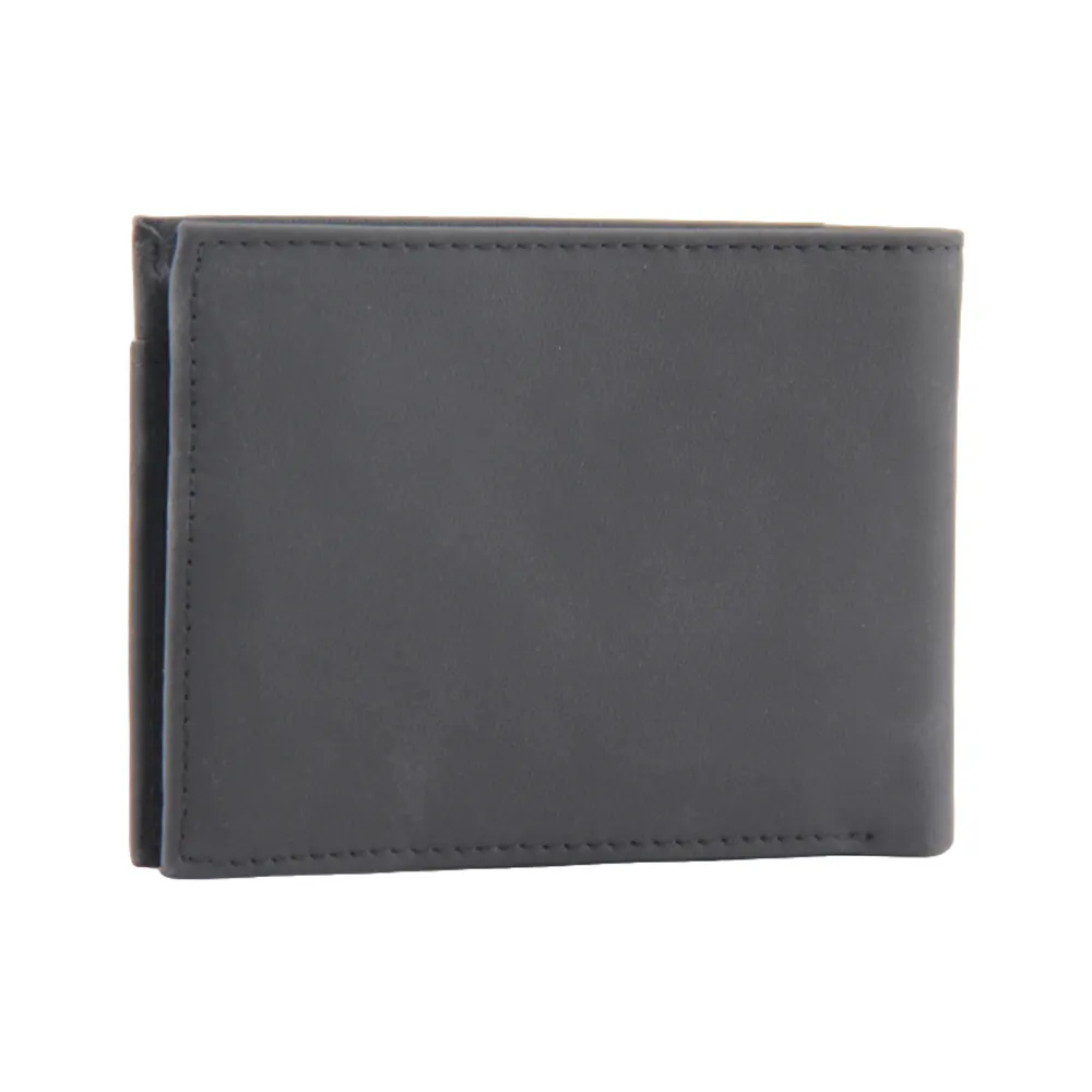 Carteira masculina de couro legítimo, carteira com dobra dupla rfid para bloqueio de carteira