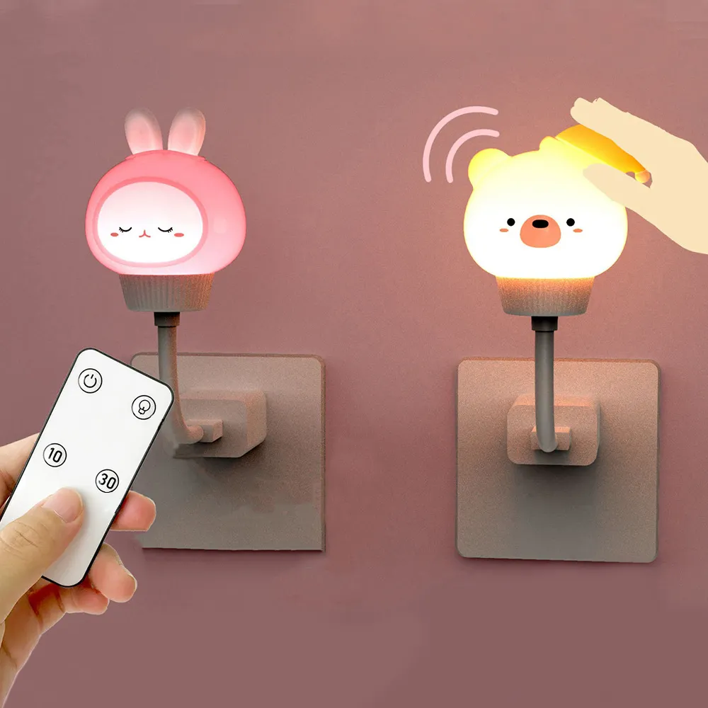 Led Children Usb Night Light Cute Cartoon Night Lamp Bear Remote Control For Baby Kid Bedroom Decor Bedside Lamp Christmas Gift