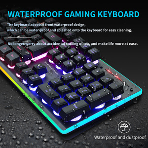 Combo de teclado y ratón para juegos de ordenador ergonómico inalámbrico KM99 con retroiluminación LED 104 teclas interfaz USB función impermeable - Product Image 6