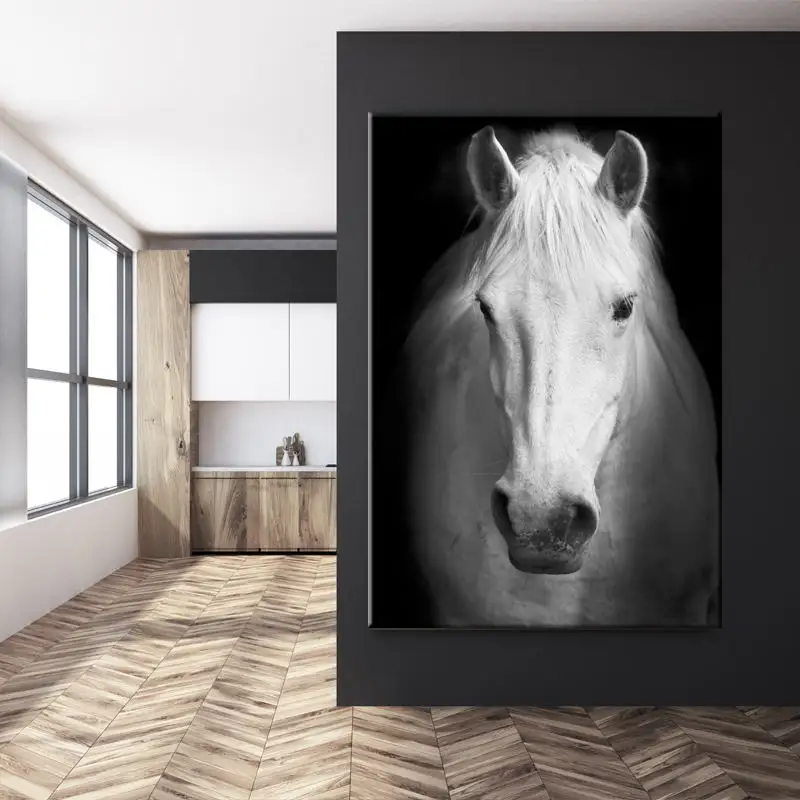 Stampe su tela di cavallo in bianco e nero pittura Wall Art Home Decor pannelli per foto Poster per soggiorno