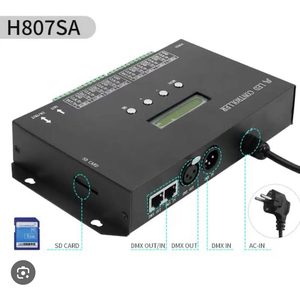 H807SA ARTNET sd卡在线离线发光二极管构建工作室DMX控制台8输出电脑2811 2812 512 RGB RGBW像素发光二极管控制器