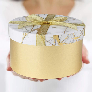 Yuvarlak kuşe kağıt hediye paketleme kapaklı kutu ve çeşitli boyutlarda şerit geri dönüştürülebilir hediye karton kutu - Product Image 2