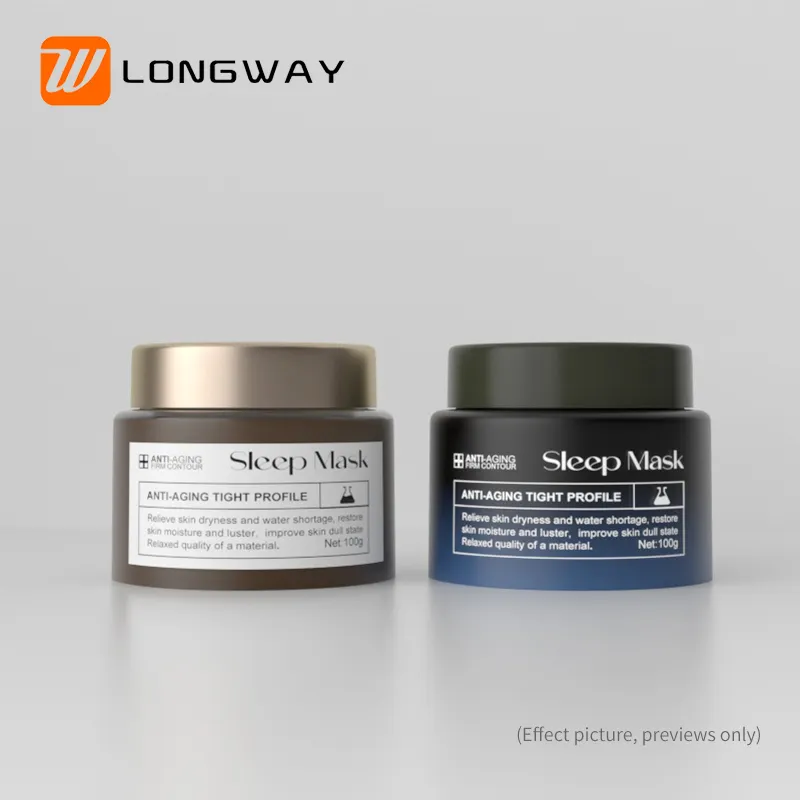 Wadah Krim Wajah dinding ganda, wadah kosmetik 100g plastik PP kosong mewah putih dengan tutup