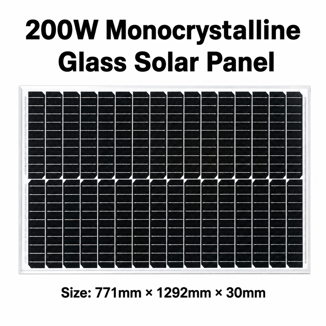 Panneau solaire en verre monocristallin 200W