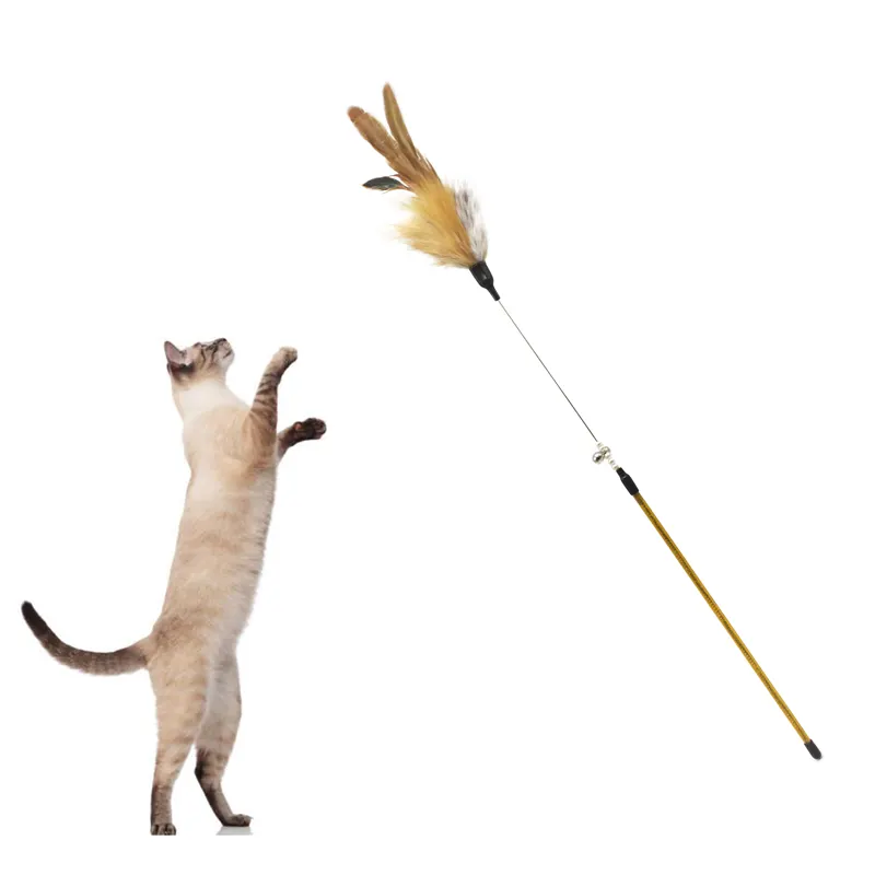 Popular competitive price funny feather style cat wand toys for kitten pets playing