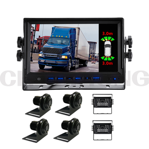 Cámara de marcha atrás delantera y trasera HD 1080P con 4 sensores ultrasónicos, sistema de Sensor de aparcamiento con Monitor de 2 canales y 7 pulgadas para camión y autobús - Product Image 1