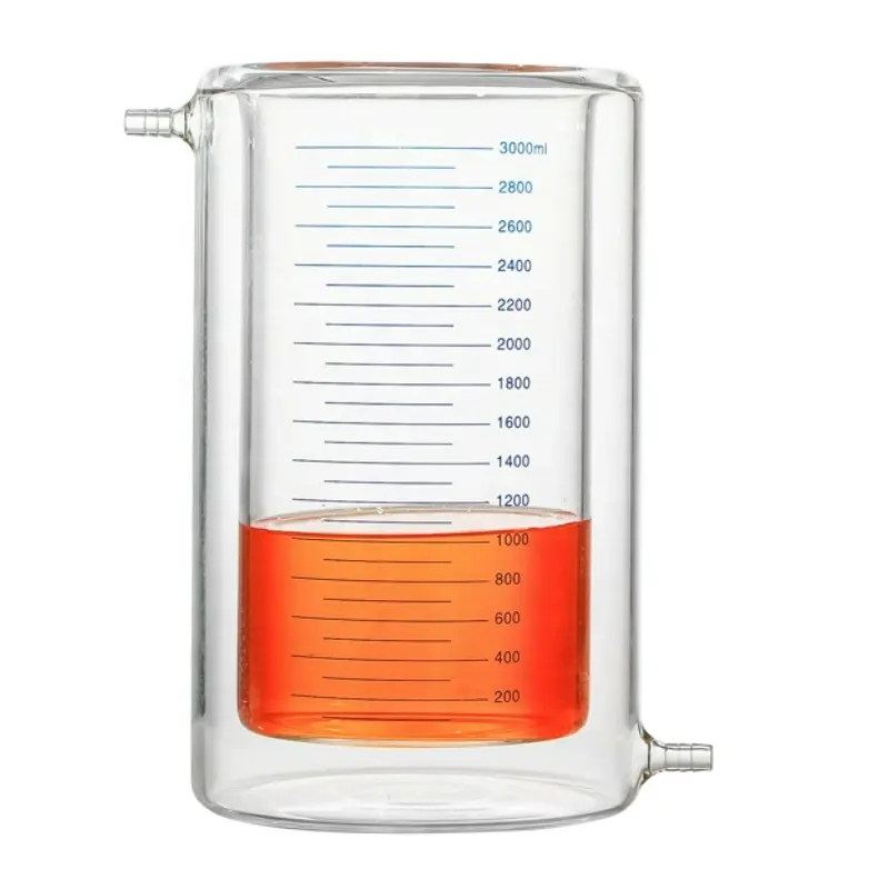 Tiandi Lab 3L Vaso de vidrio de doble capa transparente con camisa