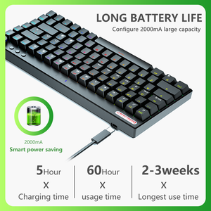 Teclado mecánico inalámbrico Dark Alien K84, el tercer Teclado mecánico de juego con Bluetooth de eje verde para computadora con cable simulado - Product Image 3