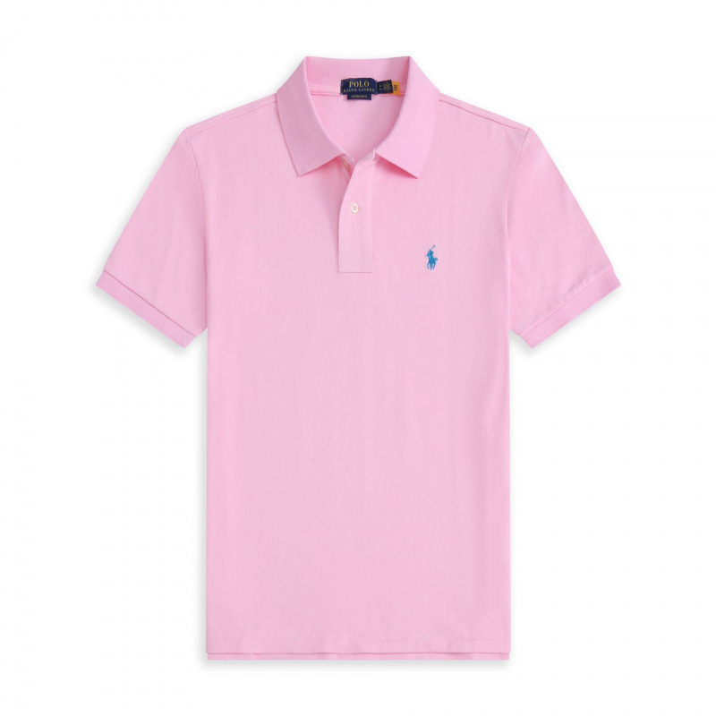 Polo rose étiquette bleue
