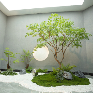 Simüle yeşil akçaağaç ağaç, akçaağaç yaprağı ağaç tasarımı, dekorasyon, sahte ağaç vitrin, yeşil bitkiler, kapalı peyzaj - Product Image 2