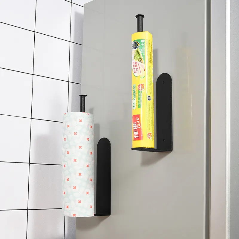 Metal strong magnet paper towel holders magnetic plastic wrap towel tissue roll rack for refrigerator grill microwave oven