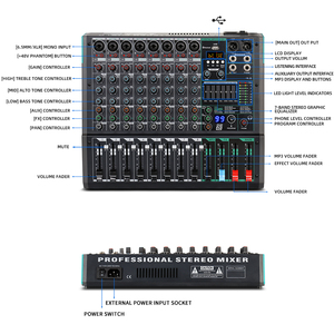 OEM PA8 профессиональная консоль MP3 компьютерный вход встроенный 99 Reverb Effect 8 канал профессиональный аудио микшер - Product Image 6