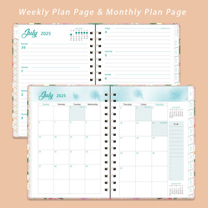 2025 calendario a spirale transfrontaliero con piano giornaliero personalizzato A5 Notebook versione inglese con coperchio in carta a bobina Sub-Strap - Product Image 3