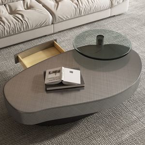 ステンレススチールセンターラウンドマーブルベースモダンゴールドメタルコンビネーションテーブルティートップ強化ガラスコーヒーテーブル - Product Image 5
