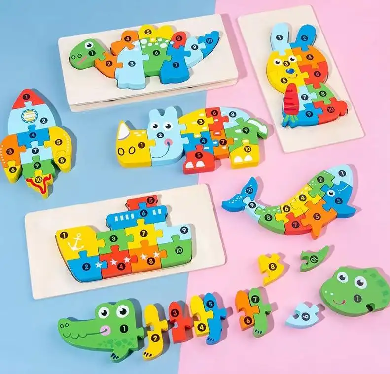 Toddler Toys Early Puzzles Educacionais para Crianças Baby Hand Grasp Wooden Puzzle Toy Alfabeto e Dígito Aprendizagem Brinquedo