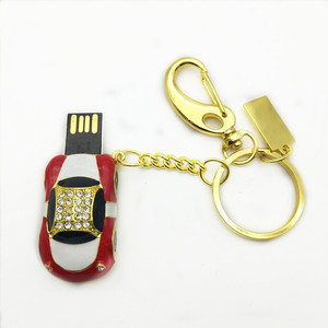进口产品饰品红色水晶迷你车32gb USB4.0闪存笔驱动器带钥匙扣