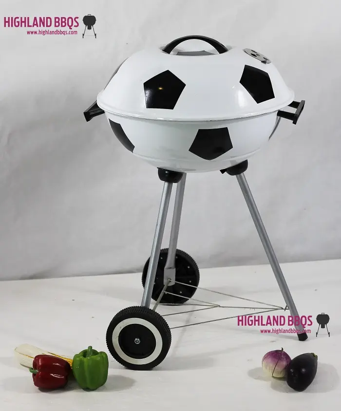 Gril de football 17 pouces Barbecue portable au charbon de bois Bouilloire de football Gril extérieur