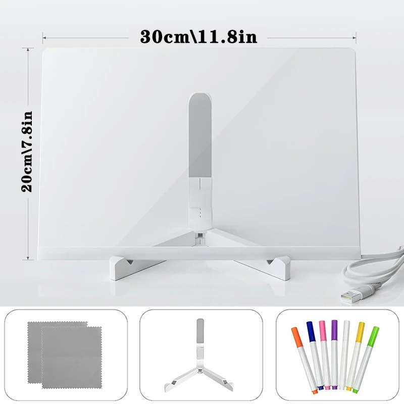15*15cm soporte de 3 ángulos + 4 bolígrafos + paño