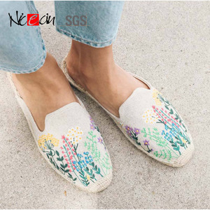 Nicecin定制最佳帆布帆布鞋人字拖三维刺绣平跟女士拖鞋和凉鞋 - Product Image 5