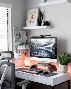 Samdi Walunt moderno soporte de monitor ergonómico de madera con estantes oficina y hogar portátil mesa/escritorio de ordenador - Product Image 2