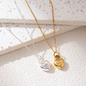 תליון זהב pvd ציפוי זירקוניה dainty לב תליון נירוסטה שרשרת ללא דוהה עמיד למים תכשיטים אופנה הסיטונאי