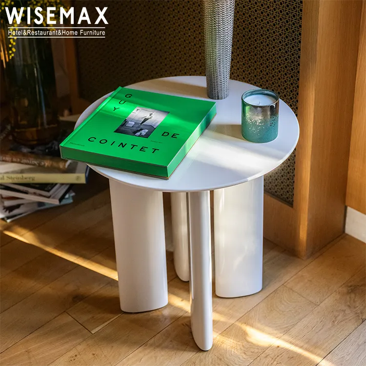 WISEMAX mobilya 2022 yeni varış oturma odası tasarımcı fiber cam zarif yuvarlak yan masa