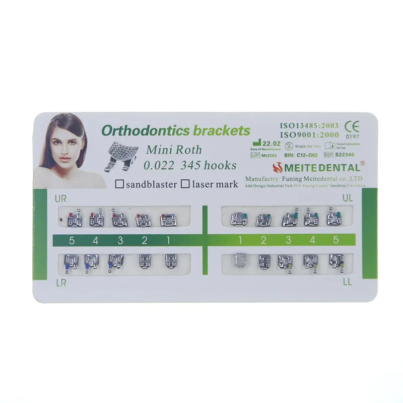 Soportes de base de malla para ortodoncia Dental, mini roth 022, 345 ganchos