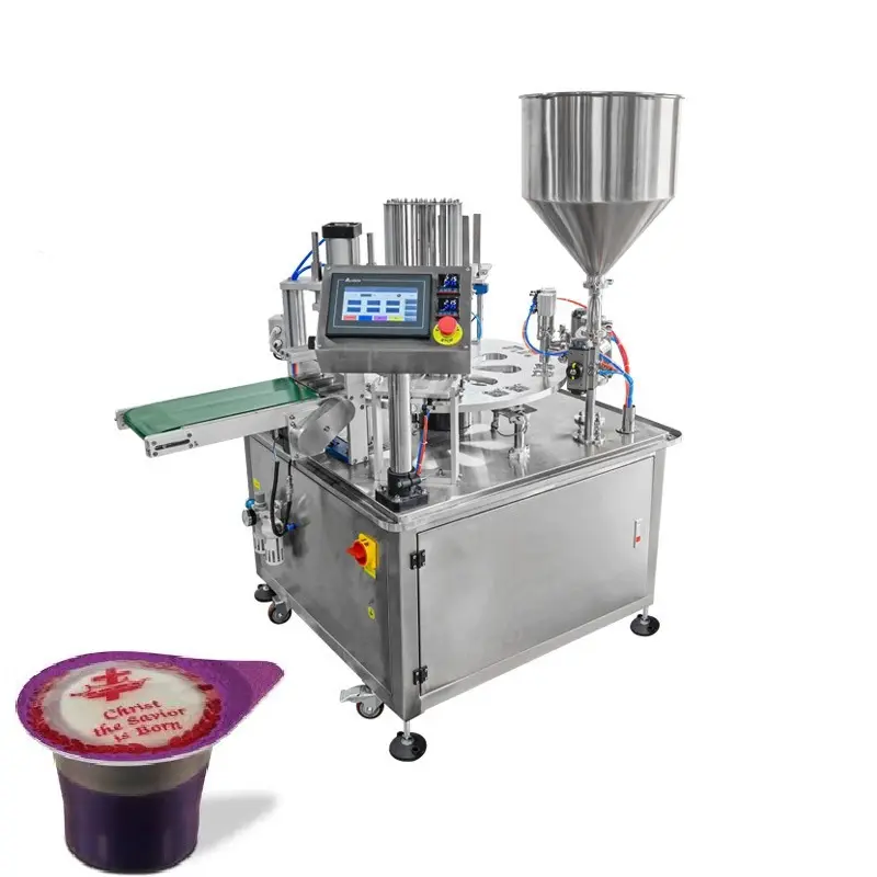 Abfüllverschlussmaschine automatische Rotationsbechermaschine automatische Soßenbecher-Abfüllmaschine mit Tintenstrahldrucker