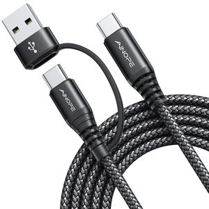 AINOPE Hot <strong>2</strong> <strong>in</strong> <strong>1</strong> Durable Eco Friendly Nylon TPE Jacketed Type-C Charging Fast Charging Multi Safety Features for Car - Product Image 1