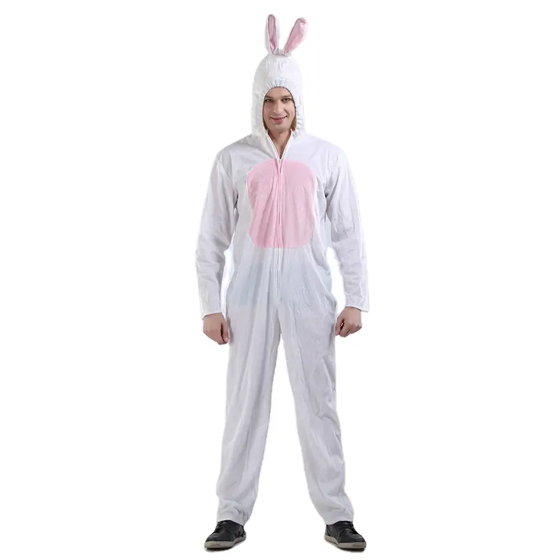 Macacão de coelho para homens, fantasia adulta de coelho rosa engraçado para festa de halloween, carnaval, fantasia de cosplay de animais para mulheres