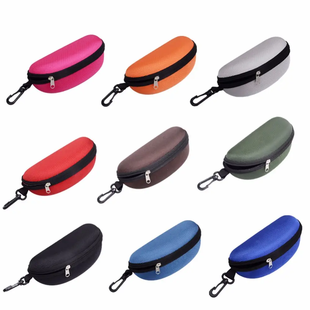 Eva Sunglasses Case Zipper Gancho Clip Titular Logotipo Personalizado Eva Eyeglass Casos Oxford Tecido Sunglasses Caixa De Armazenamento