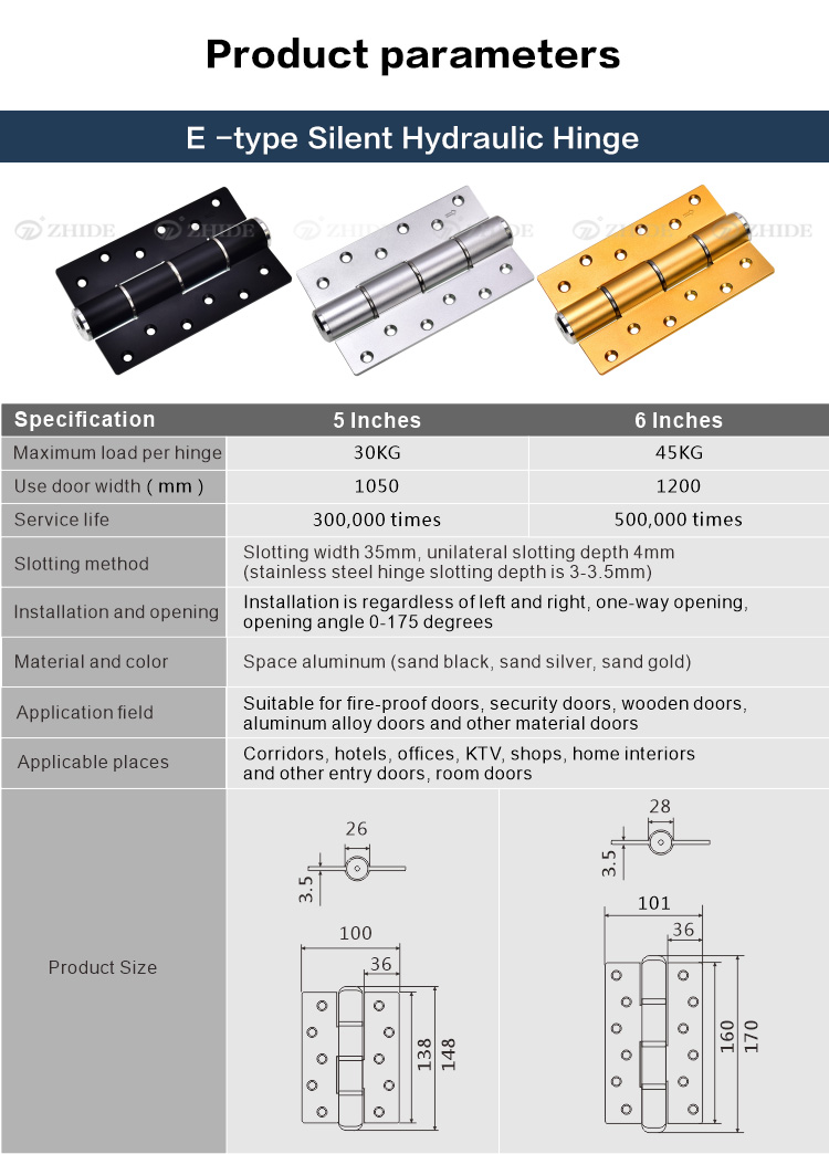 JE series E-TYPE HYDRAULIC SILENT BUFFER SELF-CLOSE HINGES