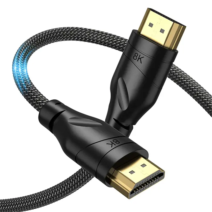 De Ultra alta velocidad de malla de Nylon 48gbps HDMI 4k 8k A un ABS Shell HDMI 2,0 v 2,1 v bulbo/foco cobre TV Cable Hdmi con Ethernet