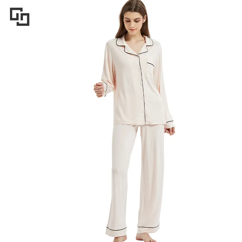 Neue Damen pyjamas Kunden spezifische Baumwolle Damen Nachtwäsche Solid Girls Nachtwäsche Zweiteilige Sets