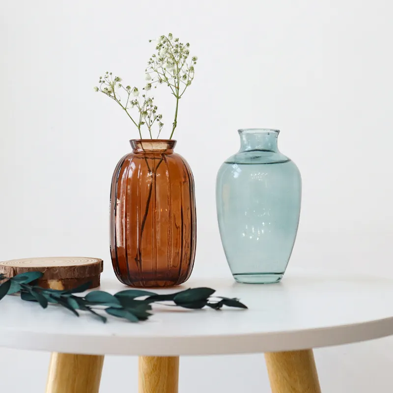 Fabrik Großhandel 260 ml Luxus buntes Glas Blumenvase nordische Heimdekoration Tischplatte Vase Glas Luxusvase