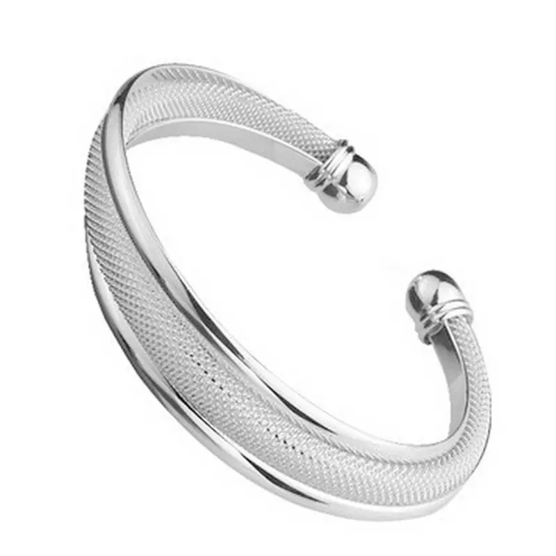 Nuovi popolari braccialetti Bangle placcati argento S925 a doppia linea Net accessori per gioielli moda donna ragazze