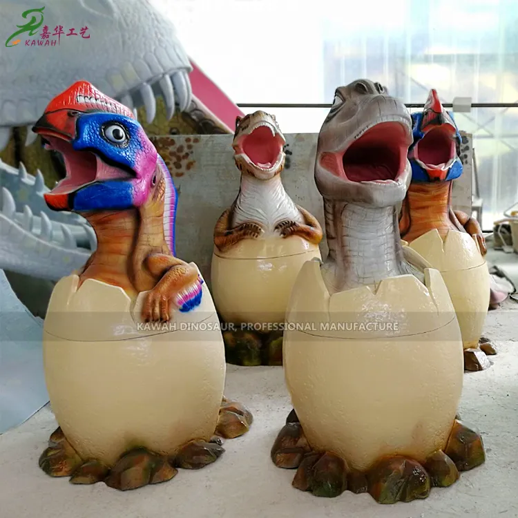 Dinozor parkı dekorasyon fiberglas dinozor çöp çöp tenekesi komik Dino çöp tenekesi satılık