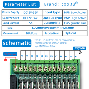 Placa amplificadora de señal PLC de microordenador de Chip único de 12 canales, entrada y salida NPN PNP, salida de entrada, aislamiento de fotoacoplador - Product Image 6