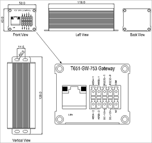 Communication Gateway Simplified Industrial 4.0 und IoT Embedded für Power-Anwendungen, Modbus-RTU, UDP/TCP, T651-GW-753 - Product Image 4