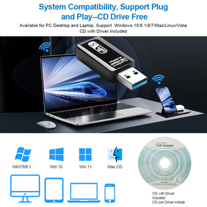卸売ミニUSBWi-Fiワイヤレスアダプターac1300コンピューターLANカードPCデスクトップコンピューター用USBWiFiアダプター - Product Image 4